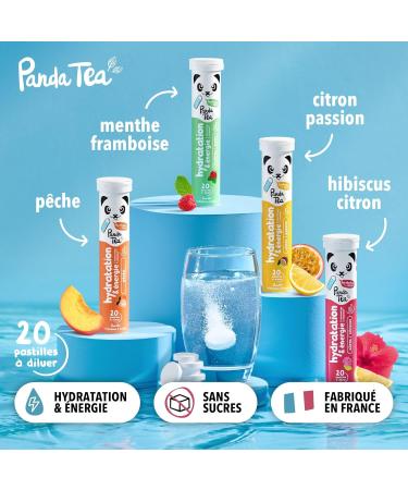 Panda Tea - Hydration & Energy - Hibiscus and Lemon - 20 Sugar Free Lozenges - Electrolyte Ultra Hydration - Ideal for Sport and Everyday Use - Buy Online on GoSupps.com