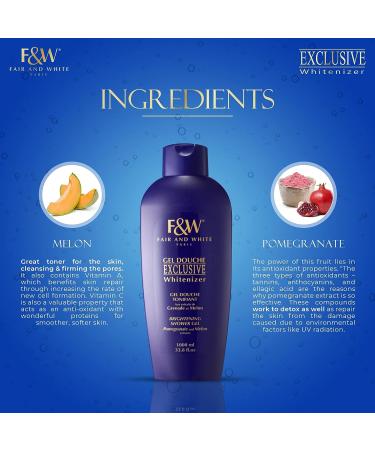 FAIR & WHITE Exclusive Skin Brightening Body Wash - 33.8 fl.oz - Daily Shower Gel for Uneven Skin Tone - with Pomegranate and Melon Extracts - Buy Online on GoSupps.com