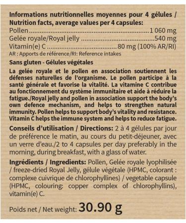 NUTRIEXPERT - Royal Jelly Pollen VitaminC - Supports Natural Defenses - Promotes Vitality Reduces Fatigue - Contributes to the Immune System - 60 Vegetable Capsules - Buy Online on GoSupps.com