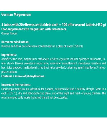 Magnesium 200mg Effervescent Tablets - Orange Flavor - T&D Pharma German Magnesium - Made in Germany - 20 Tablets - Buy Online on GoSupps.com