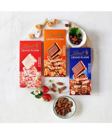 Lindt - GRAND PLAISIR White Strawberry and Almond Tablet - White Chocolate 150 g - Buy Online on GoSupps.com