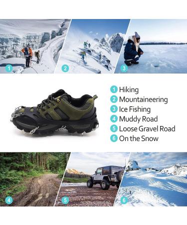 UNIVERING Crampons Ice Cleats - 24 Steel Traction System for Women Men - Ideal for Hiking, Snow Walking, Ice Fishing - Black Medium - Buy Online on GoSupps.com