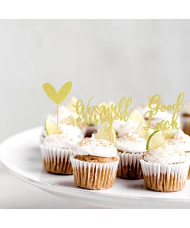 Arthsdite 24Pcs We Will Miss You Cupcake Toppers Glitter Red Love Heart Good Luck Cupcake Picks Retirement Theme Going Away Party Cake Decorations - Gold Glitter Gold Cupcake Toppers - Buy Online on GoSupps.com