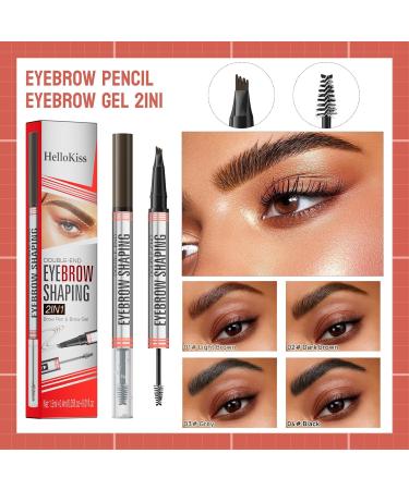 9705 2in1 Hilibrand Dual-Ended Eyebrow Pencil & Gel - 4-Pronged Ultra-Fine Waterproof & Long-Lasting (Dark Brown - Buy Online on GoSupps.com