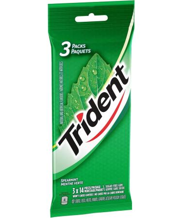 Trident Spearmint - Pack of 3 (42 Pieces) - Sugar-Free Gum Spearmint 42 pc - Buy Online on GoSupps.com