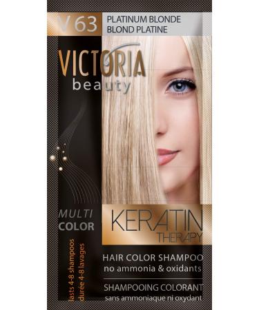 Victoria Beauty Keratin Therapy Hair Colour Shampoo Temporary Hair Dye Lasts 4 8 washes Ammonia and Oxidant-Free Pack of 6x40 ml (Platinum Blonde)