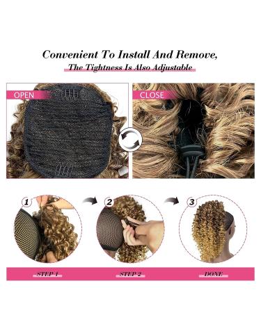 14 Deep Curly Drawstring Ponytail Extension for Black Women - Afro Kinky Curly Synthetic Hair Piece with Clips | T33/27 Ombre Blonde | 14 Inch - Buy Online on GoSupps.com