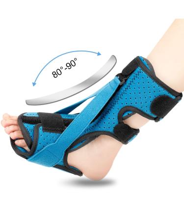 WOSHSHEN Plantar Fasciitis Night Splint Adjustable Plantar Fasciitis Relief Night Splint for Women & Men Relief Brace for Plantar Fasciitis Relief Achilles Tendonitis and Foot Drop (Black Large) Large Blue