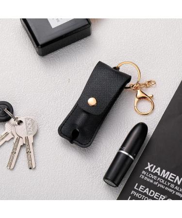 Oudain 4 Pcs Lipstick Holder Keychain  Women Soft Leather Clip on Lipstick Sleeves Pouch Lip Balm Holder Travel Accessories Assorted Color (Black) - Buy Online on GoSupps.com