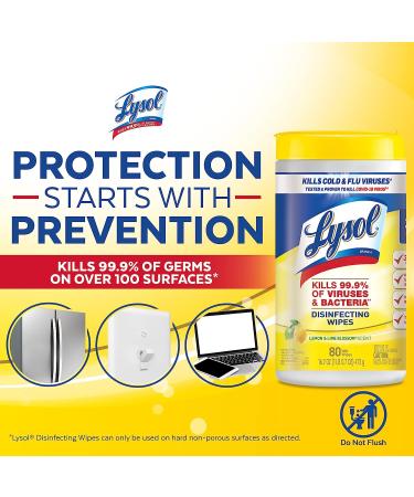 Lysol Disinfectant Wipes, Lemon & Lime Blossom, 80 Count - Pack of 3 | Multi-Surface Antibacterial Cleaning Wipes - Buy Online on GoSupps.com