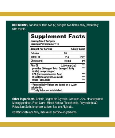 Nature's Bounty Fish Oil 1000 mg - 220 Coated Softgels for Heart & Joint Health - Buy Online on GoSupps.com