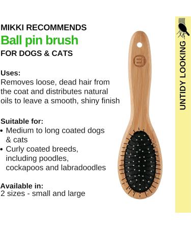 Mikki Bamboo Ball Pin Brush for Medium to Thick Hair Coats - Handmade from Sustainable Bamboo - Large Brown - Buy Online on GoSupps.com
