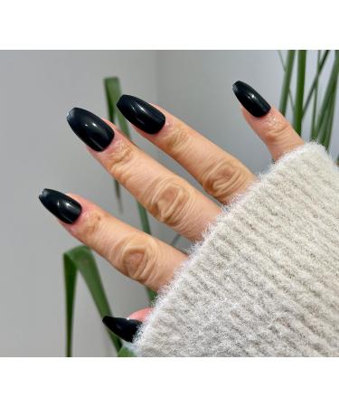 TEN NAILS 24pcs Ballerina False Nails Fake Coffin Long Tips 12 Sizes with Glue (Pretty Glossy Black) - Buy Online on GoSupps.com