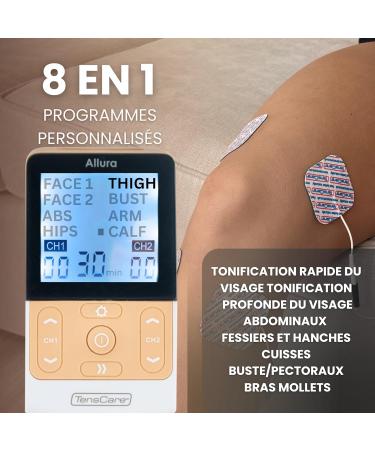 TensCare Allura Muscle Stimulator - Firms and Reduces Facial Wrinkles - Tones and Sculpts the Body - Treats Areas: Face Abs Hips Thighs Arms and Calves - Buy Online on GoSupps.com
