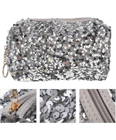 Lurrose Portable Cosmetic Bag | Silver 19x10CM Square Travel Toiletry Bag for Women - International Shipping Available - Buy Online on GoSupps.com
