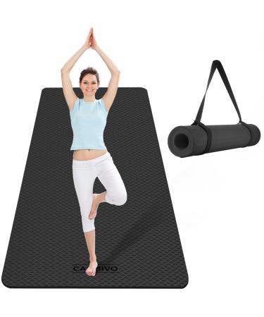 CAMBIVO Extra Wide Yoga Mat for Women and Men (72"x 32"x 1/4"), Eco-Friendly SGS Certified, Large TPE Exercise Fitness Mat for Yoga, Pilates, Workout 6mm Dark Black - Buy Online on GoSupps.com