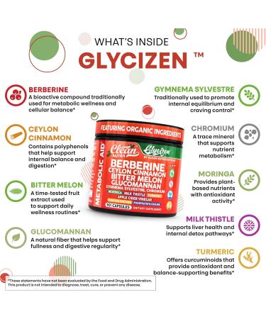 Clean Nutra Berberine and Ceylon Cinnamon Supplement Bitter Melon Glucomannan Gymnema Sylvestre Chromium Moringa Milk Thistle Turmeric Apple Cider Vinegar Digestive Enzymes Inositol Pills 90 Capsules - Buy Online on GoSupps.com