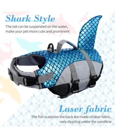 Adjustable Dog Swimming Vest - Rescue Jacket for XL Dogs | Shark Safety Lifesaver | Summer Swim Training | Blue - Buy Online on GoSupps.com