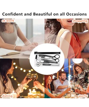 Professional Eyebrow Set - 9 Pieces Rust-Free Steel Tweezers Comb & Scissors for Men & Women - Perfect Eyebrow Care Solutions - Buy Online on GoSupps.com