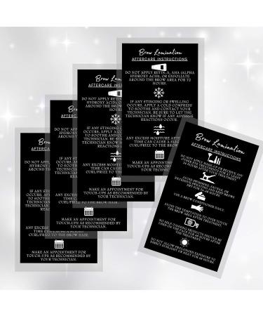 Brow Lamination Aftercare Instruction Cards | 50 Pack | 2x3.5 Business Card Size | DIY Brow Lift and Tint Kit | Snatched Brows - Black with White Icons - Buy Online on GoSupps.com