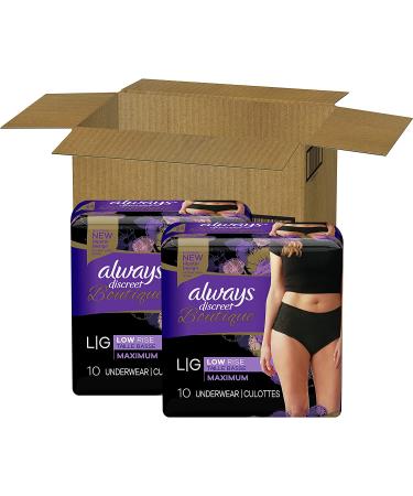Always Discreet Boutique Incontinence & Postpartum Underwear, Large, Black - 20 Count - Buy Online on GoSupps.com