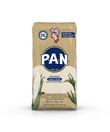P.A.N. Whole Grain White Corn Meal  Pre-cooked Gluten Free and Kosher Flour for Arepas (2.2 lb / Pack of 1) 2.2 Pound (Pack of 1)
