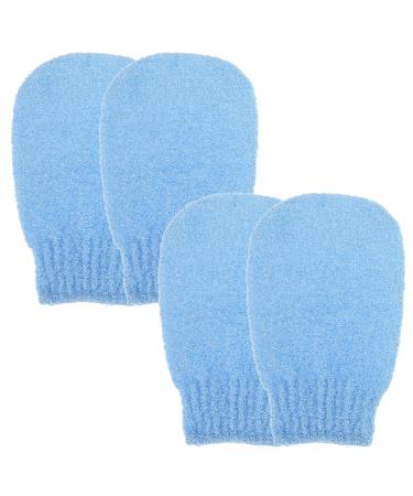 Sibba 2 Pairs Exfoliating Gloves Exfoliating Mitt Body Scrubber for Removing Dirt and Dead Skin Body Exfoliator for Shower Bath Tan Removal Keratosis Pilaris (Blue)