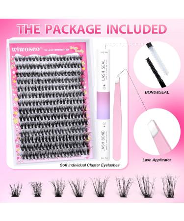 Wiwoseo Fluffy Lash Clusters Kit â€“ 40P Individual Eyelashes (9-16MM), Lash Bond & Seal Glue, Tweezers Included for Self Application - Buy Online on GoSupps.com