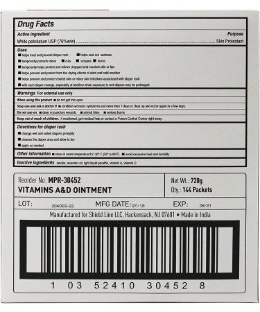 Medpride Vitamin A & D Skin Protectant Ointment | 144 5g Packets for Body Chaffing, Diaper Rash, Cuts, Dry-Cracked Skin | Lanolin & Petrolatum Formula for Men, Women & Babies - Buy Online on GoSupps.com