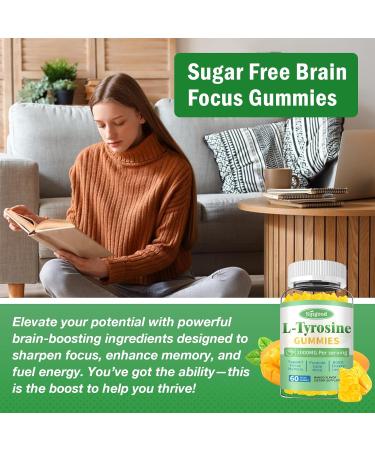 L-Tyrosine Gummies for Adults and Kids - 1000mg L-Tyrosine Supplement Focus Gummies for Brain, Mood, Energy Support, Vegan & Gluten-Free, Mango Flavor, 120 Count 60 Count (Pack of 2) - Buy Online on GoSupps.com