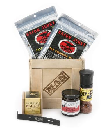 Bacon Crate  Includes 5 Awesome Bacon-Flavored Snacks Like Maple Bacon Jerky, Bacon Seasoning and More  Great Gifts for Men
