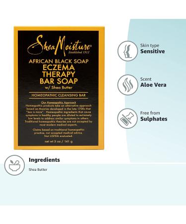 SheaMoisture Eczema African Black Soap Bar with Shea Butter & Aloe Vera - 5 Ounce - Buy Online on GoSupps.com