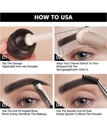 Anglicolor Eyebrow Tint Stamp Kit & Stencil Set | Waterproof Pomade for Long Lasting Brows | Double Ended Brush | (06 Jet Black) - Buy Online on GoSupps.com