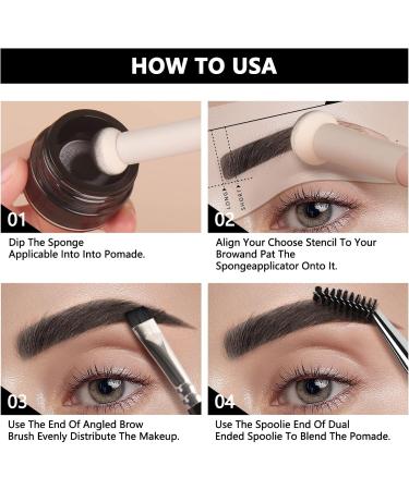 Anglicolor Eyebrow Stamp Stencil Kit 5 Pieces Eyebrow Stencils with Dual Ended Brush and Sponge Applicators Long Lasting & High Pigment Formula Eyebrow Makeup Set (06 Black) - Buy Online on GoSupps.com