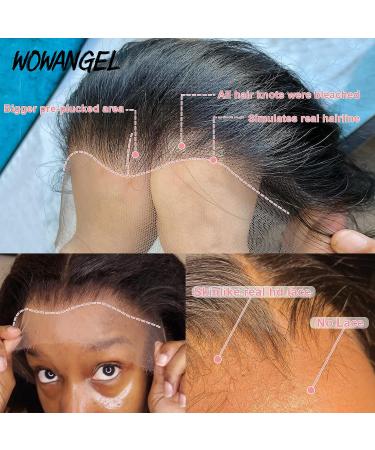 WOWANGEL 13x6 HD Lace Front Wig Human Hair 18 Inch 250% Density Straight Brazilian Remy Hair - Self Growing Hairline, Invisible Knots - Buy Online on GoSupps.com