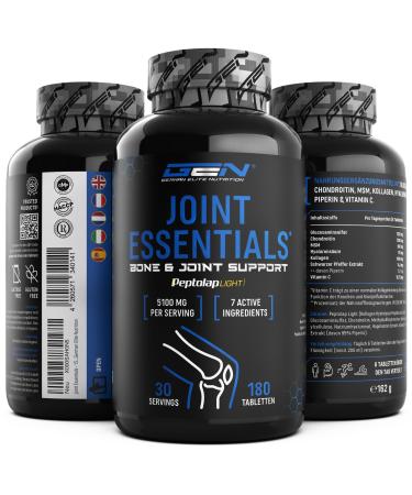 Joint essentials - 180 tablets - high -dose with 5100 mg per day - glucosamine + chondrotine + MSM + hyaluronic acid + collagen + vitamin C + black pepper extract - joint supplement - Buy Online on GoSupps.com