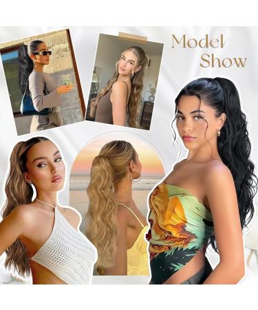 Sofeiyan Black Ponytail Extension 26" Long Wave Drawstring Ponytail Hair Extension Natural Clip in Ponytail Hair Extensions Synthetic Pony Tail Hairpieces for Women Natural Black - Buy Online on GoSupps.com