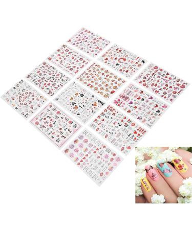 Valentine's Day Nail Art Stickers Heart Lips Rose Bear Cupid High Heels 12 Sheets SelfAdhesive Romantic Nail Decals Loved Ones or Friends DIY Nail Design Decoration - Buy Online on GoSupps.com