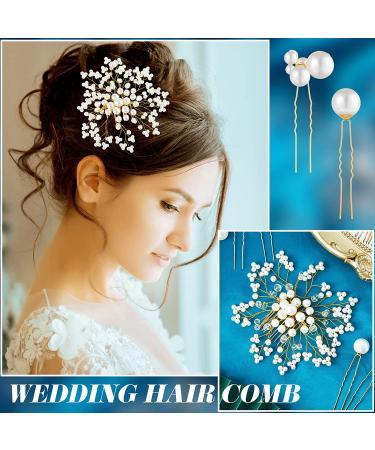 Elegant Wedding Hair Comb Set with Faux Pearl and Crystal Accents - 44 Pieces - Buy Online on GoSupps.com