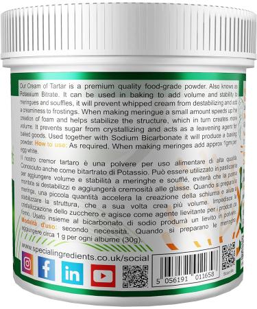 Premium Quality Cream of Tartar (100g) - Vegan, Non-GMO, Gluten Free - Buy Online on GoSupps.com