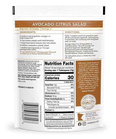 Salad Pizazz! PomeCranate Honey Walnut Fusion Salad Topper 4oz (Pack of 6) - Dried Pomegranate Flavored Cranberries & Honey Toasted Walnuts - Buy Online on GoSupps.com