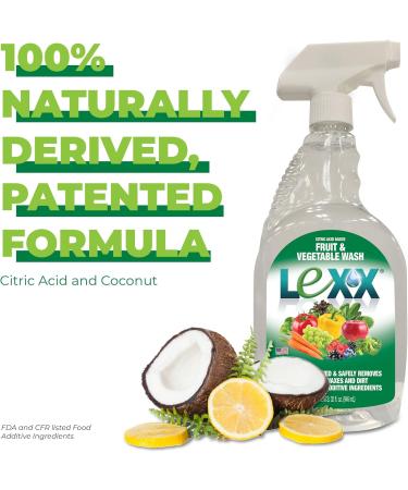 Lexx Fruit & Vegetable Wash - 100% Naturally Derived 32 fl oz Spray | Removes Dirt Wax & Enhances Flavor - Buy Online on GoSupps.com