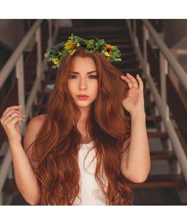 Lurrose Sunflower Wreath Sunflower Crown Floral Flower Crown Hair Accessories for Women Girls - Buy Online on GoSupps.com