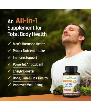ForestLeaf Daily Vitamin Multivitamin for Men Multi-Vitamin for Men - Mens Multivitamins & Multiminerals Supplement | All Essential Vitamins Needed for Health Longevity & Energy | 60 Veg Caps Men 60 Count (Pack of 1) - Buy Online on GoSupps.com