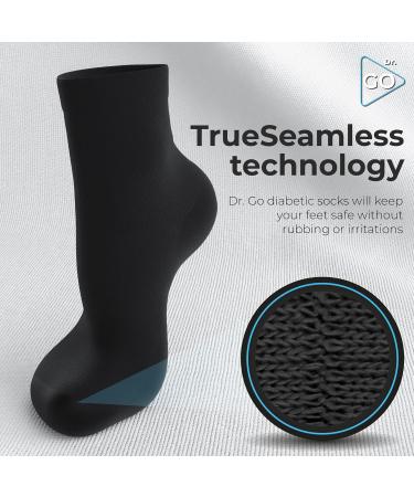 Dr. GO Neuropathy Socks for Men - 100% Seamless Diabetic Socks 12 Pairs in Black & White - Size 9-11 - Buy Online on GoSupps.com
