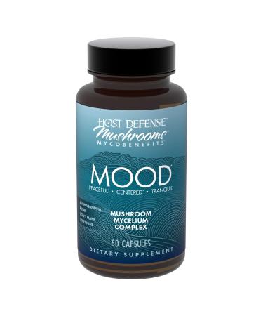 Host Defense MycoBenefits Mood* Capsules - Healthy Mind Support with Lion's Mane L-Theanine & Ashwagandha - Relaxing & Calming Supplement - 60 Capsules (30 Servings)*