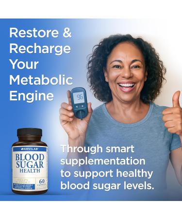 AMVILAB Blood Sugar Health Natural 20 Herbs and Vitamins with Cinnamon Alpha Lipoic Acid to Support Health Non-GMO for Men Women Supports Healthy Energy Levels - 60 Herbal Pills - 30 Day Supply - Buy Online on GoSupps.com