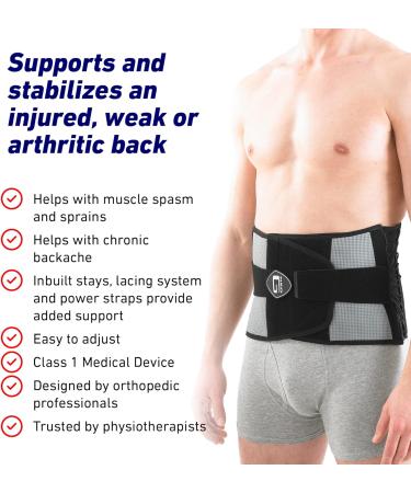 Neo G Back Support RX with Power Straps & Adjustable Lacing System - For Lower Back Pain Relief & Muscle Spasms - Class 1 Medical Device - Buy Online on GoSupps.com