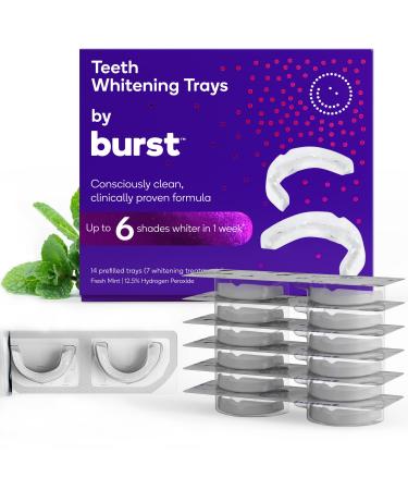 BURST Teeth Whitening Kit - Sensitive Teeth Friendly - 7 Treatments with 12.5% Hydrogen Peroxide - Results in 15 Min. + Up to 6 Shades Whiter in 1 Week - Teeth Whitener with Prefilled Gel Trays