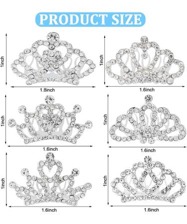 Silver Princess Crown Comb Set - 18 Pcs Tiara Headband for Girls | Rhinestone Hair Accessories for Birthday Party & Photography | Perfect Young Teens Gifts - Buy Online on GoSupps.com